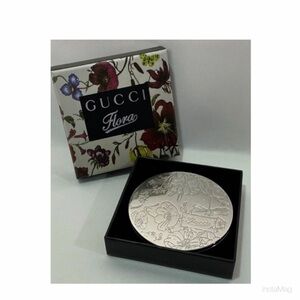NEW Gucci Flora Silver Embossed Mirror Compact by Gucci Garden Double Sided